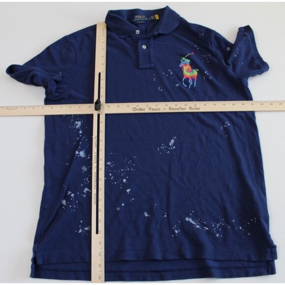 Ralph Lauren Tie Die Big Pony Shirt Spatter Design Men's Size L - Picture 3 of 4